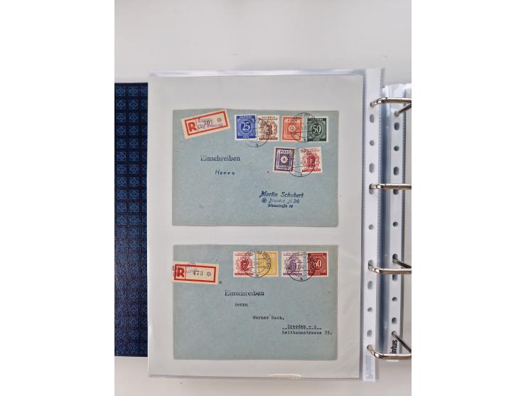 1945/49, umfangreiche Sammlung mit geschätzt 800-900 Briefen, Karten und Ganzsachen. Dabei viele R-Briefe und Satzbriefe, Bed