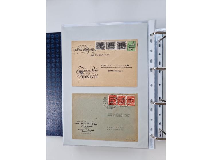 1945/49, umfangreiche Sammlung mit geschätzt 800-900 Briefen, Karten und Ganzsachen. Dabei viele R-Briefe und Satzbriefe, Bed