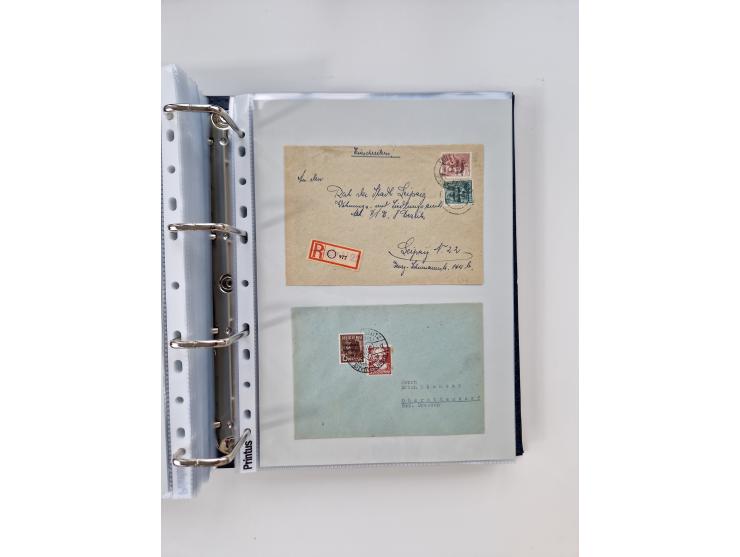 1945/49, umfangreiche Sammlung mit geschätzt 800-900 Briefen, Karten und Ganzsachen. Dabei viele R-Briefe und Satzbriefe, Bed