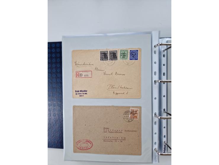 1945/49, umfangreiche Sammlung mit geschätzt 800-900 Briefen, Karten und Ganzsachen. Dabei viele R-Briefe und Satzbriefe, Bed