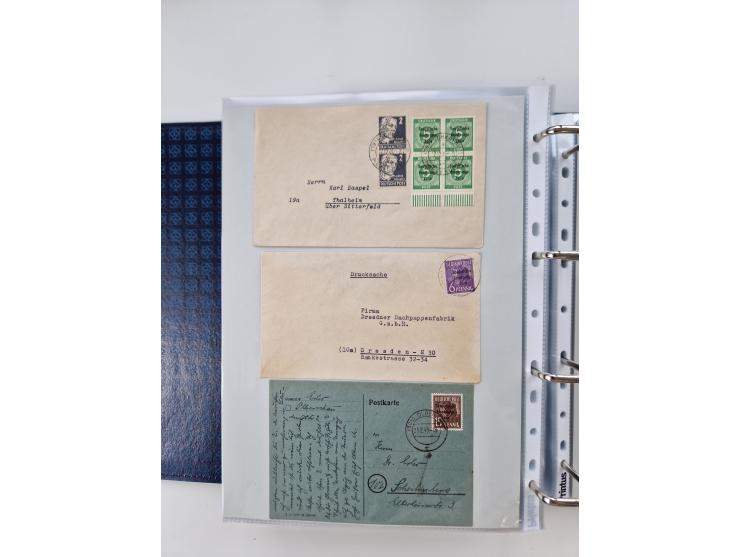 1945/49, umfangreiche Sammlung mit geschätzt 800-900 Briefen, Karten und Ganzsachen. Dabei viele R-Briefe und Satzbriefe, Bed