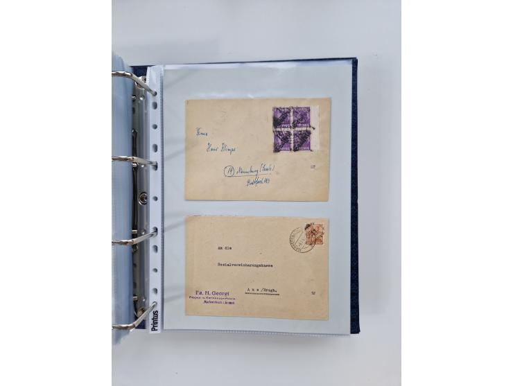 1945/49, umfangreiche Sammlung mit geschätzt 800-900 Briefen, Karten und Ganzsachen. Dabei viele R-Briefe und Satzbriefe, Bed