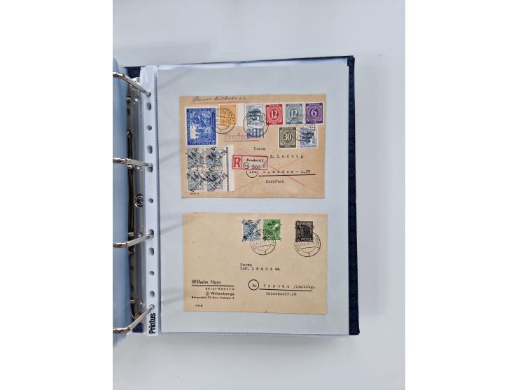 1945/49, umfangreiche Sammlung mit geschätzt 800-900 Briefen, Karten und Ganzsachen. Dabei viele R-Briefe und Satzbriefe, Bed