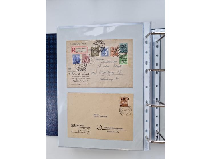 1945/49, umfangreiche Sammlung mit geschätzt 800-900 Briefen, Karten und Ganzsachen. Dabei viele R-Briefe und Satzbriefe, Bed