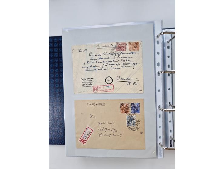 1945/49, umfangreiche Sammlung mit geschätzt 800-900 Briefen, Karten und Ganzsachen. Dabei viele R-Briefe und Satzbriefe, Bed