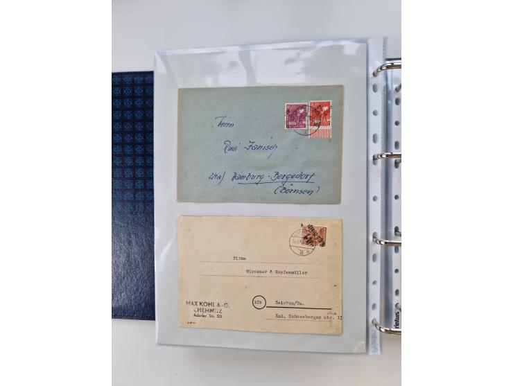 1945/49, umfangreiche Sammlung mit geschätzt 800-900 Briefen, Karten und Ganzsachen. Dabei viele R-Briefe und Satzbriefe, Bed