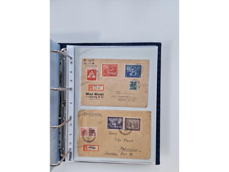 1945/49, umfangreiche Sammlung mit geschätzt 800-900 Briefen, Karten und Ganzsachen. Dabei viele R-Briefe und Satzbriefe, Bed