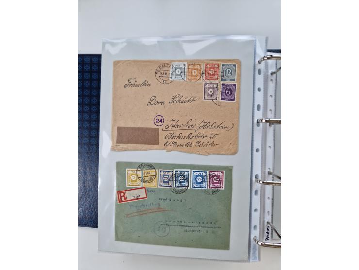 1945/49, umfangreiche Sammlung mit geschätzt 800-900 Briefen, Karten und Ganzsachen. Dabei viele R-Briefe und Satzbriefe, Bed