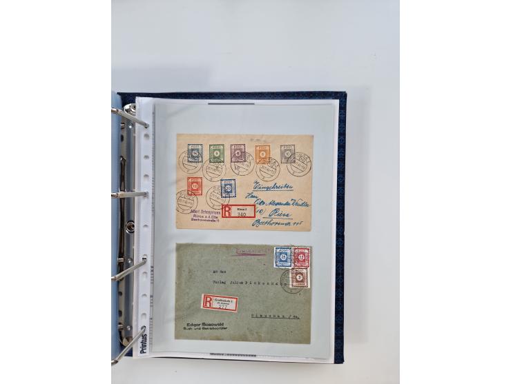 1945/49, umfangreiche Sammlung mit geschätzt 800-900 Briefen, Karten und Ganzsachen. Dabei viele R-Briefe und Satzbriefe, Bed