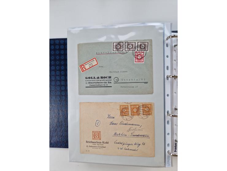 1945/49, umfangreiche Sammlung mit geschätzt 800-900 Briefen, Karten und Ganzsachen. Dabei viele R-Briefe und Satzbriefe, Bed