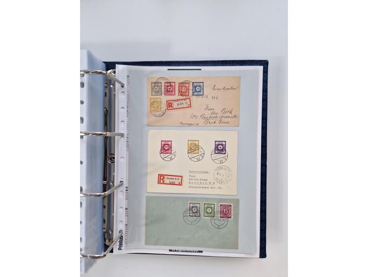 1945/49, umfangreiche Sammlung mit geschätzt 800-900 Briefen, Karten und Ganzsachen. Dabei viele R-Briefe und Satzbriefe, Bed