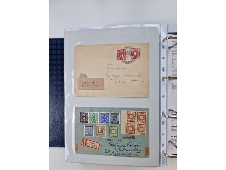1945/49, umfangreiche Sammlung mit geschätzt 800-900 Briefen, Karten und Ganzsachen. Dabei viele R-Briefe und Satzbriefe, Bed