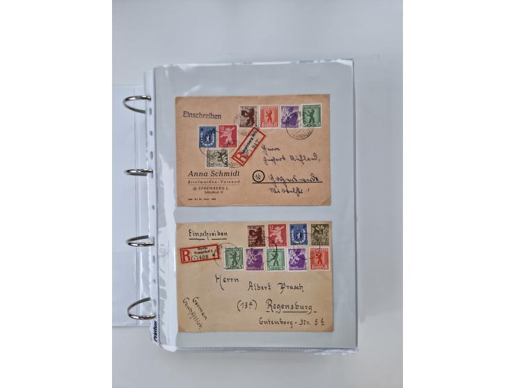 1945/49, umfangreiche Sammlung mit geschätzt 800-900 Briefen, Karten und Ganzsachen. Dabei viele R-Briefe und Satzbriefe, Bed