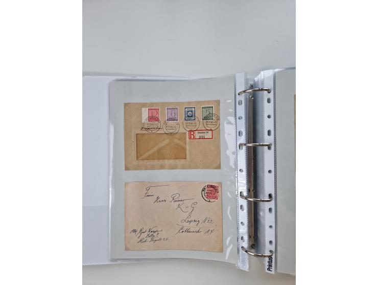 1945/49, umfangreiche Sammlung mit geschätzt 800-900 Briefen, Karten und Ganzsachen. Dabei viele R-Briefe und Satzbriefe, Bed
