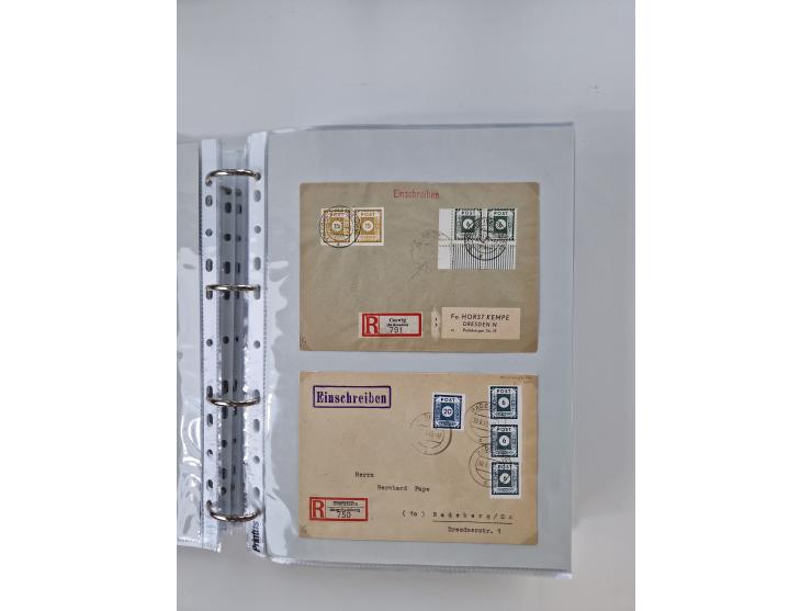 1945/49, umfangreiche Sammlung mit geschätzt 800-900 Briefen, Karten und Ganzsachen. Dabei viele R-Briefe und Satzbriefe, Bed