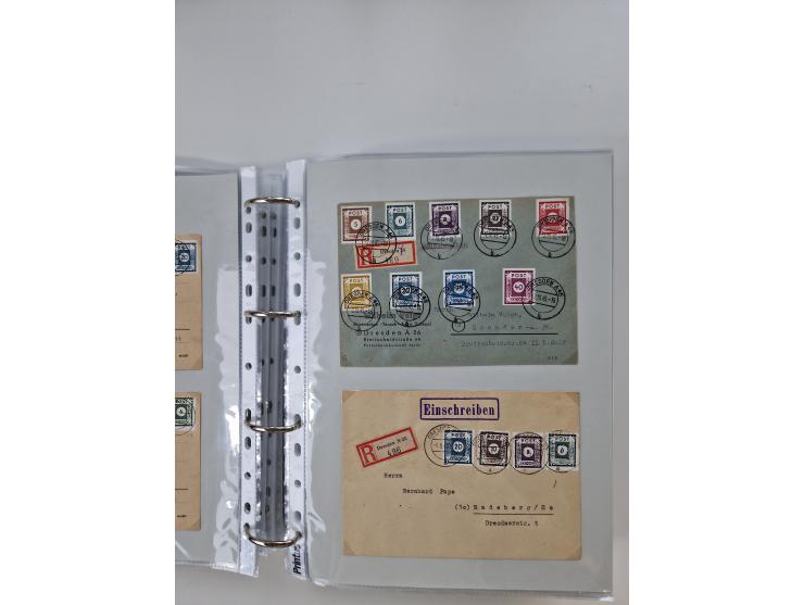 1945/49, umfangreiche Sammlung mit geschätzt 800-900 Briefen, Karten und Ganzsachen. Dabei viele R-Briefe und Satzbriefe, Bed