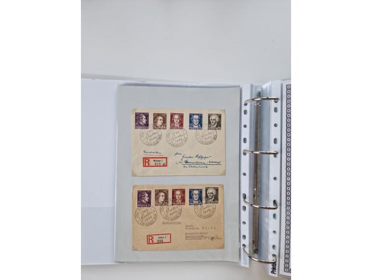 1945/49, umfangreiche Sammlung mit geschätzt 800-900 Briefen, Karten und Ganzsachen. Dabei viele R-Briefe und Satzbriefe, Bed