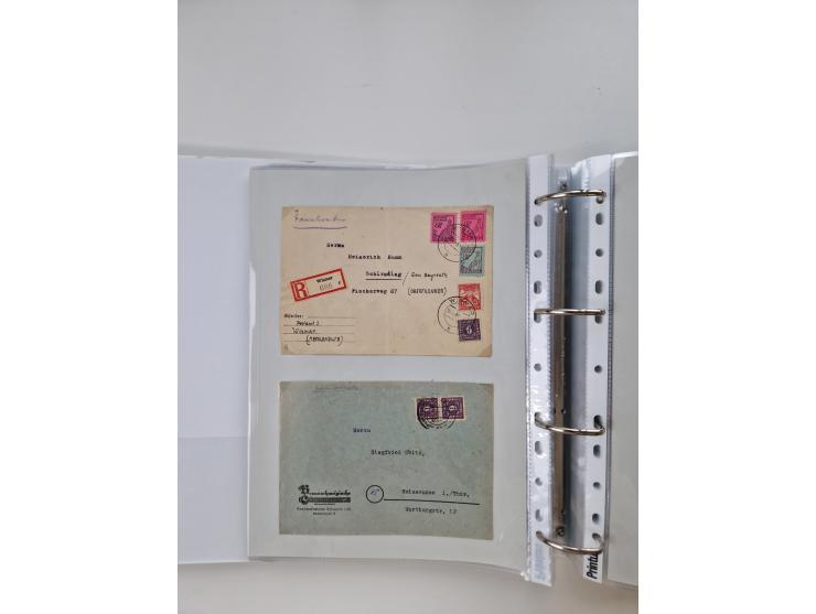 1945/49, umfangreiche Sammlung mit geschätzt 800-900 Briefen, Karten und Ganzsachen. Dabei viele R-Briefe und Satzbriefe, Bed