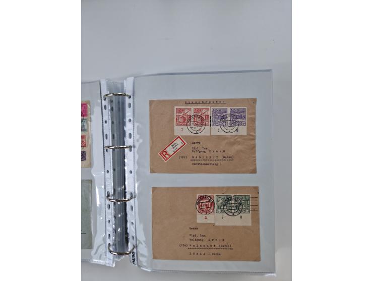 1945/49, umfangreiche Sammlung mit geschätzt 800-900 Briefen, Karten und Ganzsachen. Dabei viele R-Briefe und Satzbriefe, Bed