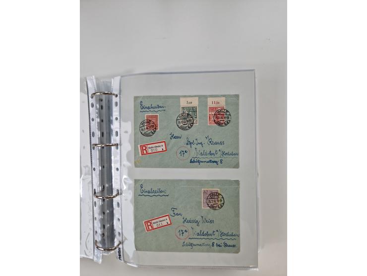 1945/49, umfangreiche Sammlung mit geschätzt 800-900 Briefen, Karten und Ganzsachen. Dabei viele R-Briefe und Satzbriefe, Bed
