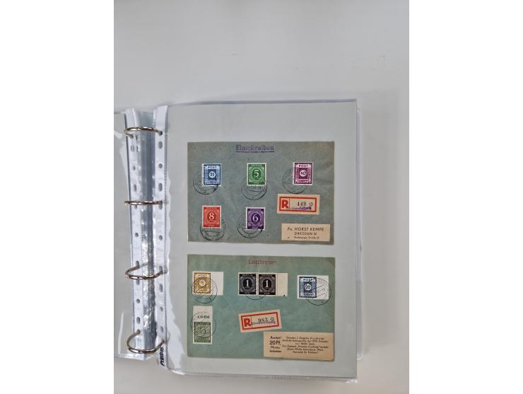 1945/49, umfangreiche Sammlung mit geschätzt 800-900 Briefen, Karten und Ganzsachen. Dabei viele R-Briefe und Satzbriefe, Bed