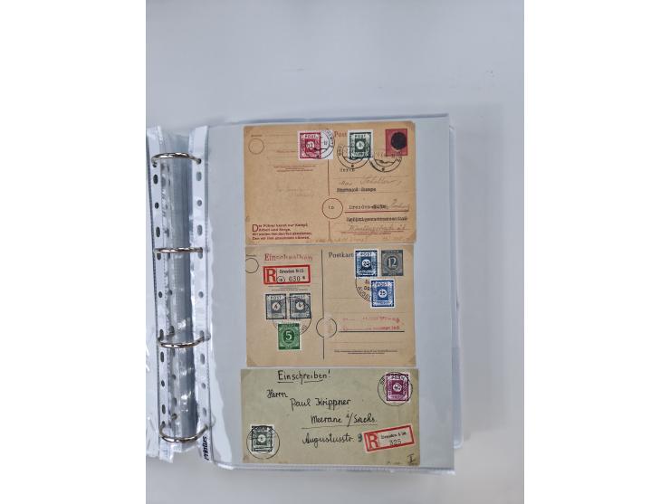 1945/49, umfangreiche Sammlung mit geschätzt 800-900 Briefen, Karten und Ganzsachen. Dabei viele R-Briefe und Satzbriefe, Bed