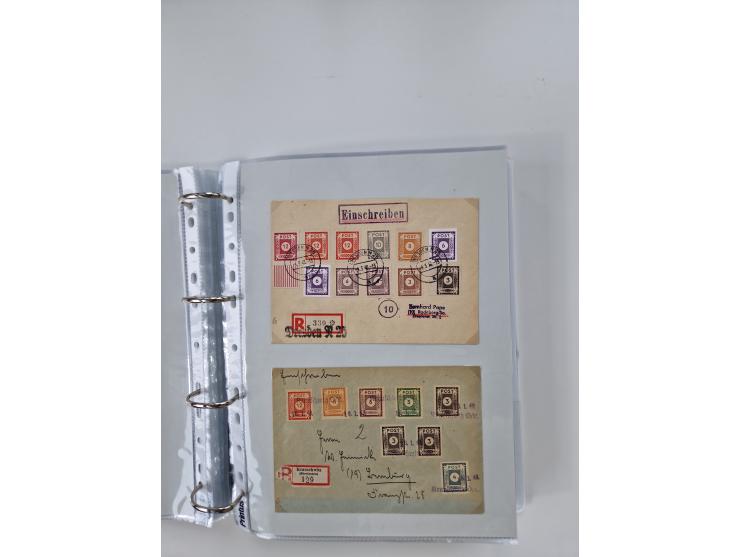 1945/49, umfangreiche Sammlung mit geschätzt 800-900 Briefen, Karten und Ganzsachen. Dabei viele R-Briefe und Satzbriefe, Bed