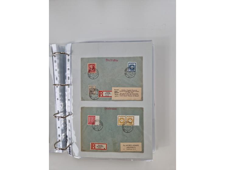 1945/49, umfangreiche Sammlung mit geschätzt 800-900 Briefen, Karten und Ganzsachen. Dabei viele R-Briefe und Satzbriefe, Bed