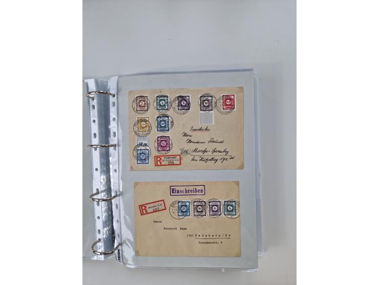 1945/49, umfangreiche Sammlung mit geschätzt 800-900 Briefen, Karten und Ganzsachen. Dabei viele R-Briefe und Satzbriefe, Bed