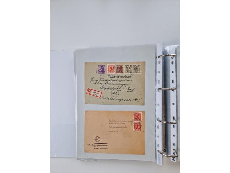 1945/49, umfangreiche Sammlung mit geschätzt 800-900 Briefen, Karten und Ganzsachen. Dabei viele R-Briefe und Satzbriefe, Bed