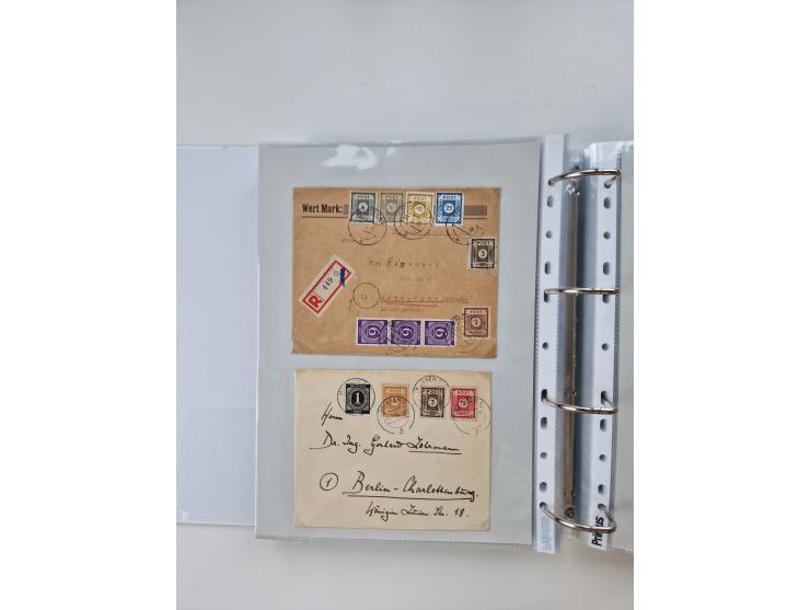 1945/49, umfangreiche Sammlung mit geschätzt 800-900 Briefen, Karten und Ganzsachen. Dabei viele R-Briefe und Satzbriefe, Bed
