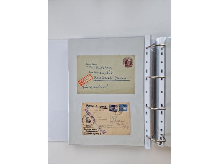 1945/49, umfangreiche Sammlung mit geschätzt 800-900 Briefen, Karten und Ganzsachen. Dabei viele R-Briefe und Satzbriefe, Bed
