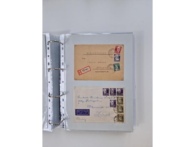 1945/49, umfangreiche Sammlung mit geschätzt 800-900 Briefen, Karten und Ganzsachen. Dabei viele R-Briefe und Satzbriefe, Bed