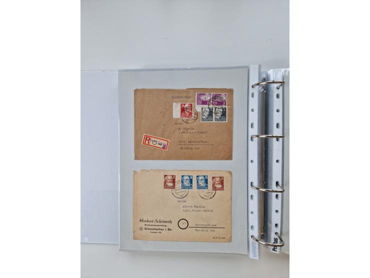1945/49, umfangreiche Sammlung mit geschätzt 800-900 Briefen, Karten und Ganzsachen. Dabei viele R-Briefe und Satzbriefe, Bed