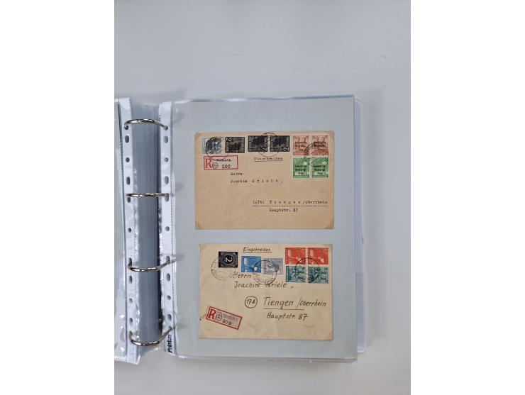 1945/49, umfangreiche Sammlung mit geschätzt 800-900 Briefen, Karten und Ganzsachen. Dabei viele R-Briefe und Satzbriefe, Bed