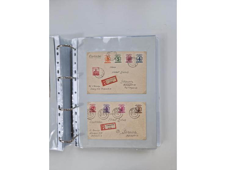1945/49, umfangreiche Sammlung mit geschätzt 800-900 Briefen, Karten und Ganzsachen. Dabei viele R-Briefe und Satzbriefe, Bed