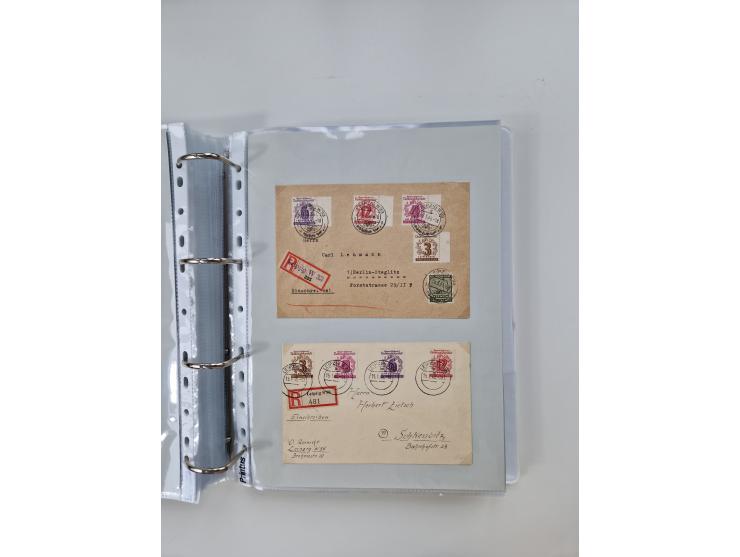 1945/49, umfangreiche Sammlung mit geschätzt 800-900 Briefen, Karten und Ganzsachen. Dabei viele R-Briefe und Satzbriefe, Bed