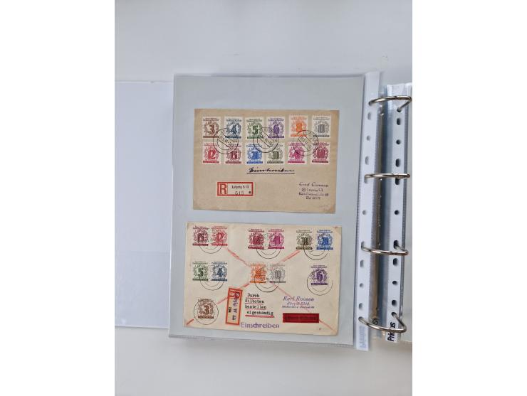 1945/49, umfangreiche Sammlung mit geschätzt 800-900 Briefen, Karten und Ganzsachen. Dabei viele R-Briefe und Satzbriefe, Bed