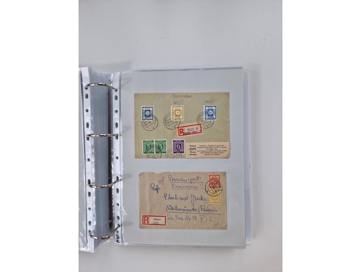 1945/49, umfangreiche Sammlung mit geschätzt 800-900 Briefen, Karten und Ganzsachen. Dabei viele R-Briefe und Satzbriefe, Bed