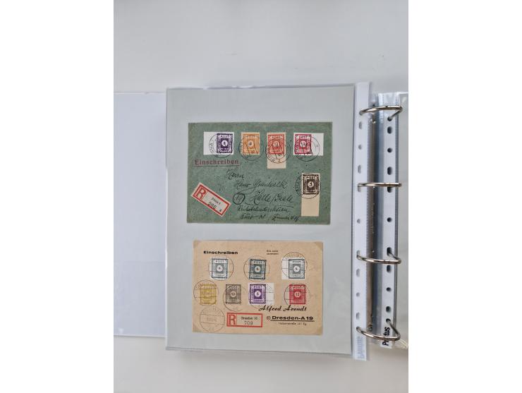 1945/49, umfangreiche Sammlung mit geschätzt 800-900 Briefen, Karten und Ganzsachen. Dabei viele R-Briefe und Satzbriefe, Bed