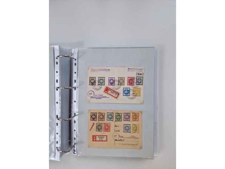 1945/49, umfangreiche Sammlung mit geschätzt 800-900 Briefen, Karten und Ganzsachen. Dabei viele R-Briefe und Satzbriefe, Bed
