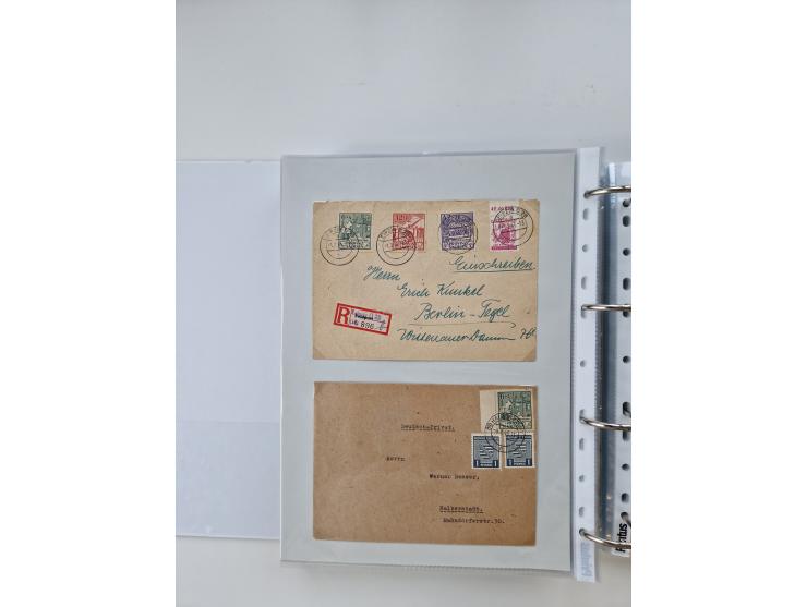 1945/49, umfangreiche Sammlung mit geschätzt 800-900 Briefen, Karten und Ganzsachen. Dabei viele R-Briefe und Satzbriefe, Bed