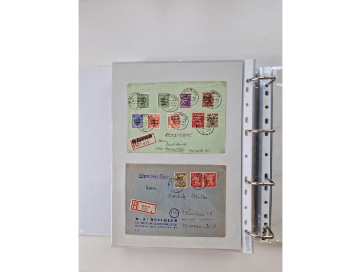 1945/49, umfangreiche Sammlung mit geschätzt 800-900 Briefen, Karten und Ganzsachen. Dabei viele R-Briefe und Satzbriefe, Bed