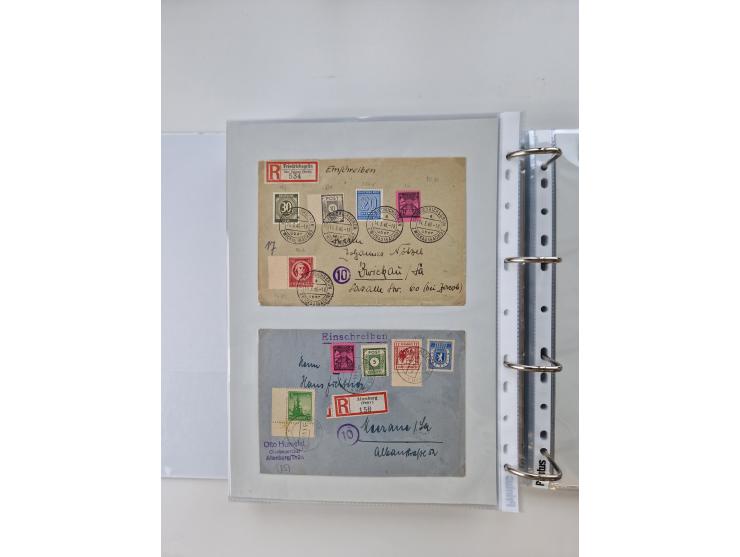 1945/49, umfangreiche Sammlung mit geschätzt 800-900 Briefen, Karten und Ganzsachen. Dabei viele R-Briefe und Satzbriefe, Bed