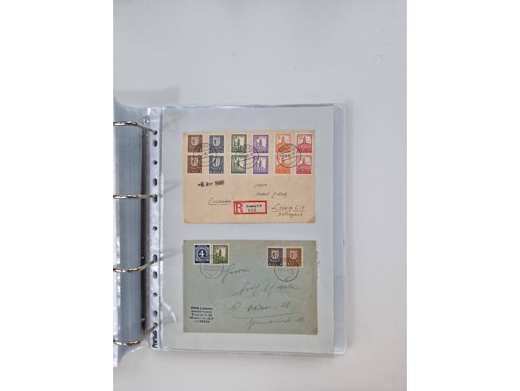 1945/49, umfangreiche Sammlung mit geschätzt 800-900 Briefen, Karten und Ganzsachen. Dabei viele R-Briefe und Satzbriefe, Bed