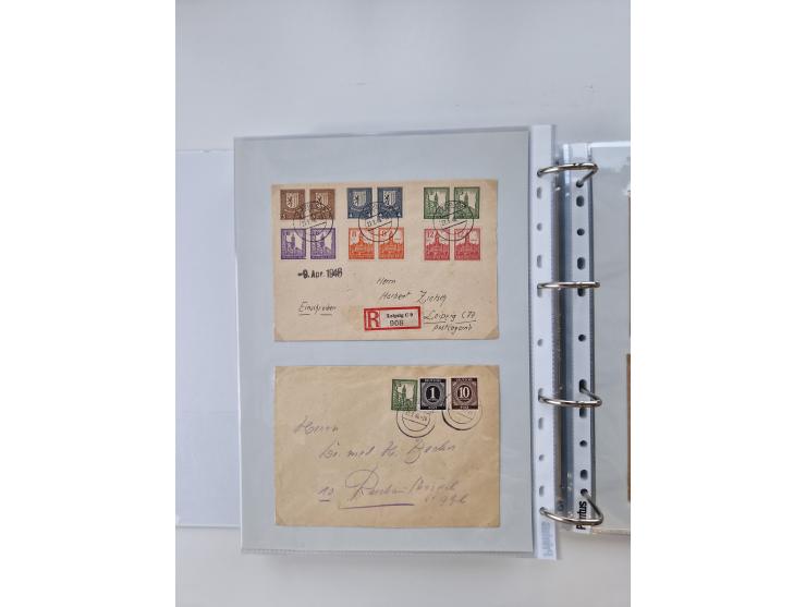 1945/49, umfangreiche Sammlung mit geschätzt 800-900 Briefen, Karten und Ganzsachen. Dabei viele R-Briefe und Satzbriefe, Bed