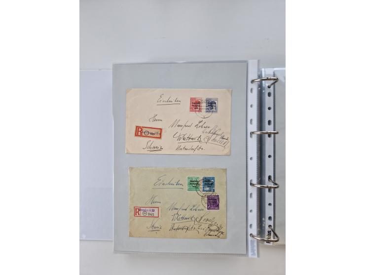 1945/49, umfangreiche Sammlung mit geschätzt 800-900 Briefen, Karten und Ganzsachen. Dabei viele R-Briefe und Satzbriefe, Bed