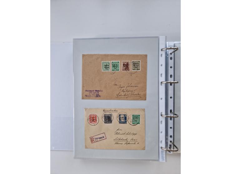 1945/49, umfangreiche Sammlung mit geschätzt 800-900 Briefen, Karten und Ganzsachen. Dabei viele R-Briefe und Satzbriefe, Bed