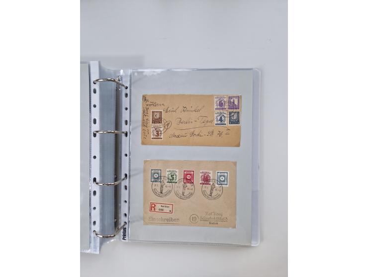 1945/49, umfangreiche Sammlung mit geschätzt 800-900 Briefen, Karten und Ganzsachen. Dabei viele R-Briefe und Satzbriefe, Bed