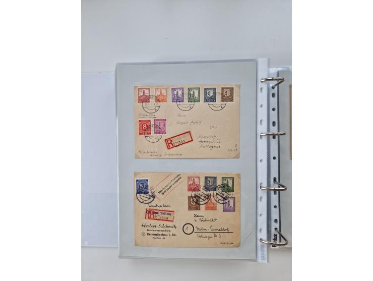 1945/49, umfangreiche Sammlung mit geschätzt 800-900 Briefen, Karten und Ganzsachen. Dabei viele R-Briefe und Satzbriefe, Bed